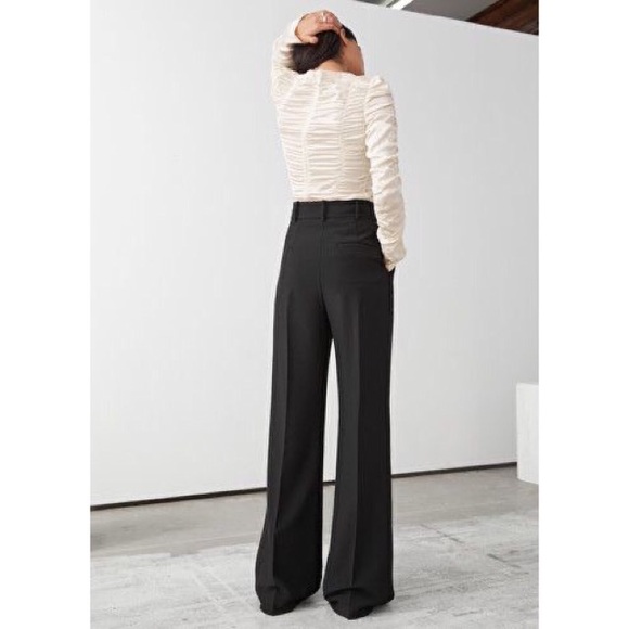 & Other Stories Wide Flared Trousers in Black - Picture 2 of 7